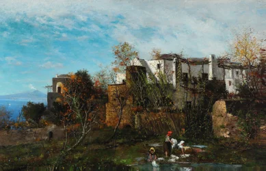 Washerwomen in Front of the Village